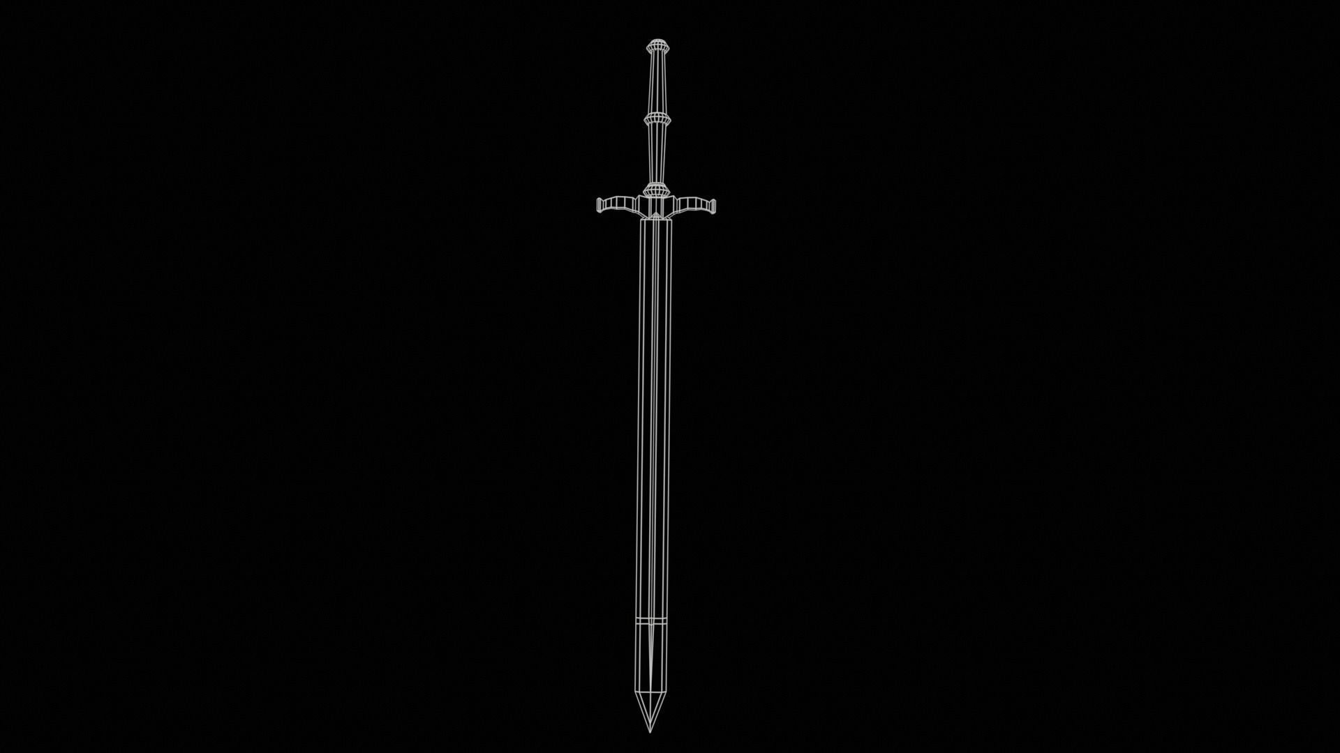 Elegant Sword Game ready 3d model PBR Low-poly Low-poly 3D model_28