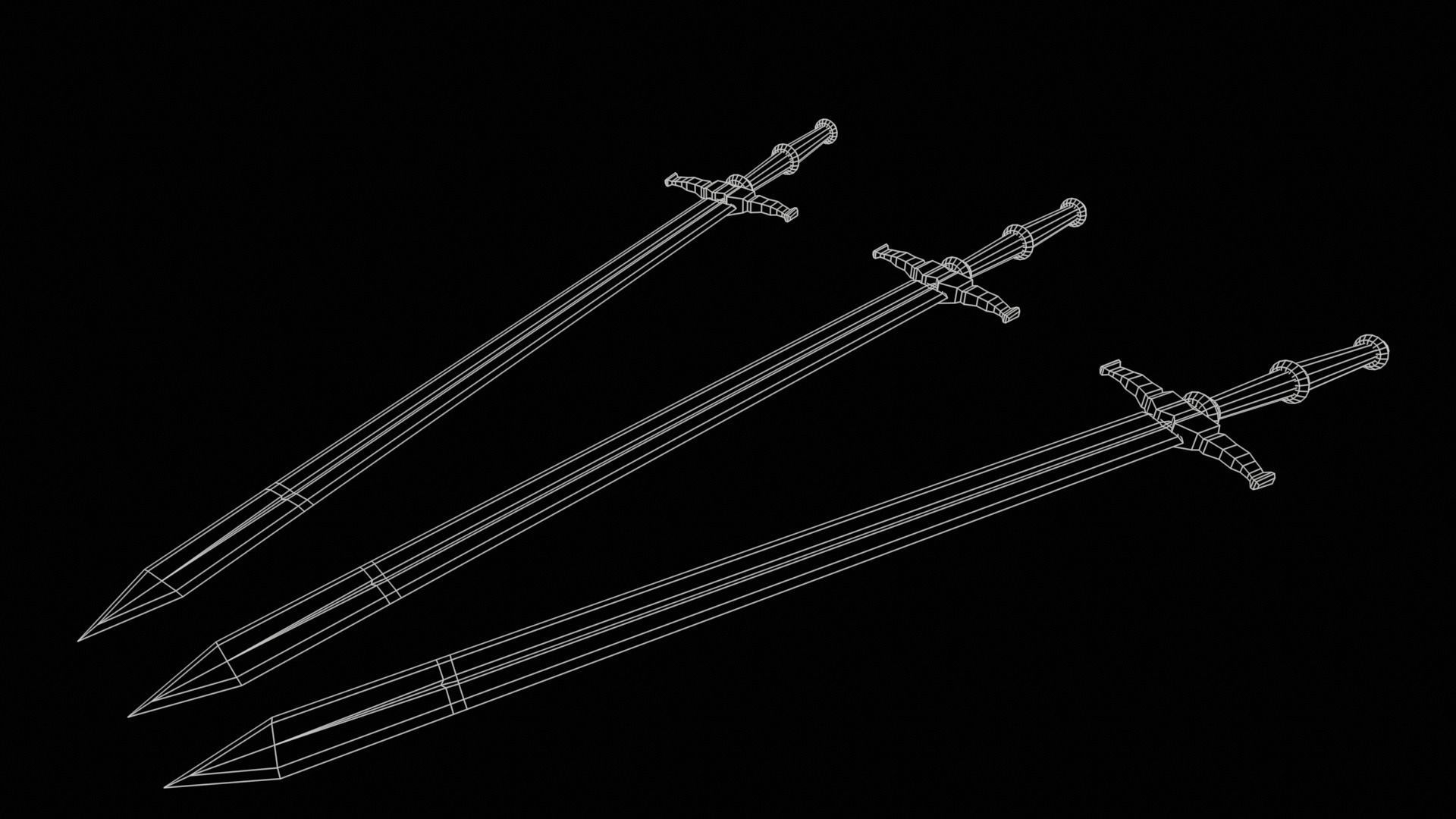 Elegant Sword Game ready 3d model PBR Low-poly Low-poly 3D model_36