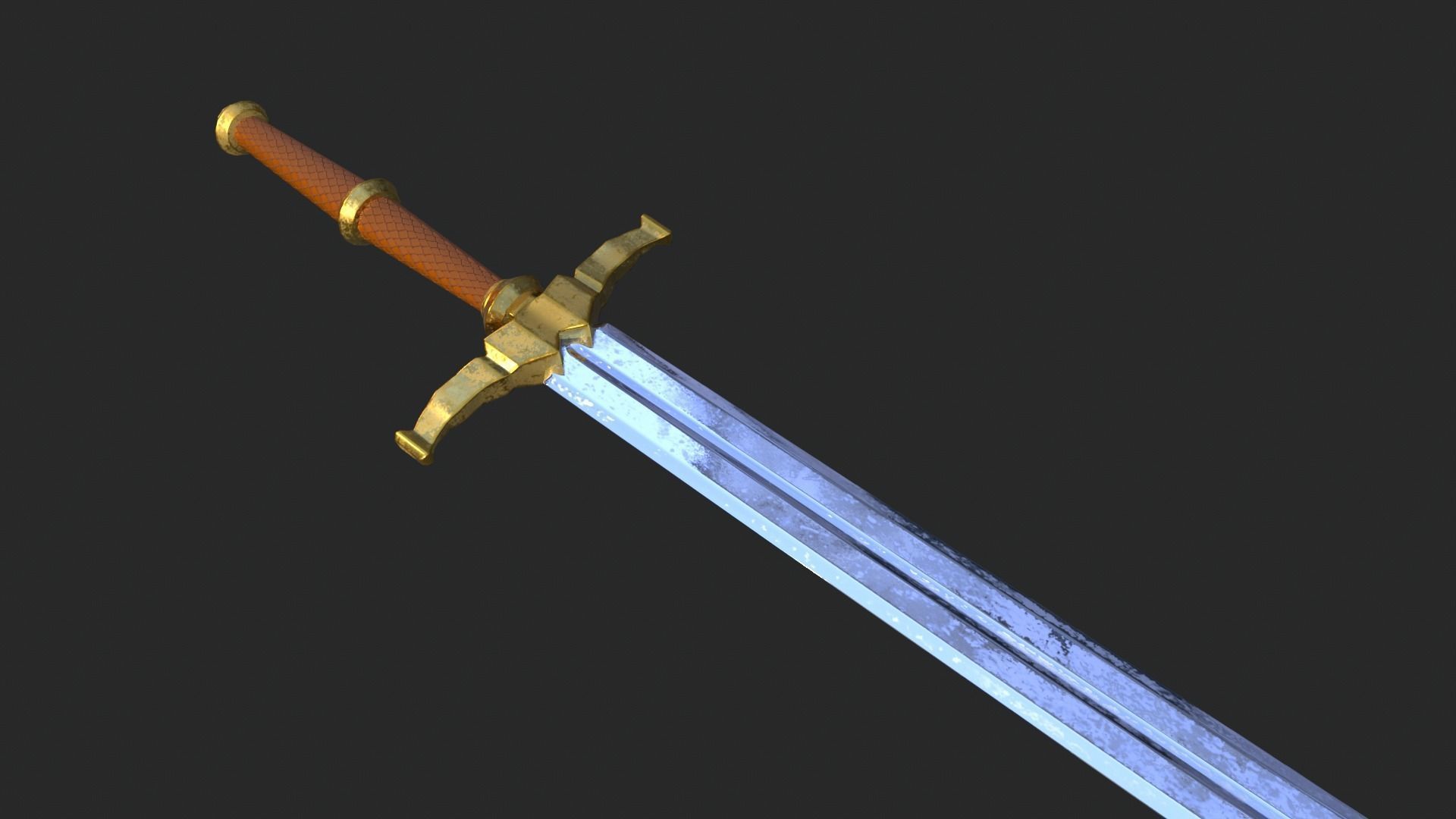 Elegant Sword Game ready 3d model PBR Low-poly Low-poly 3D model_2