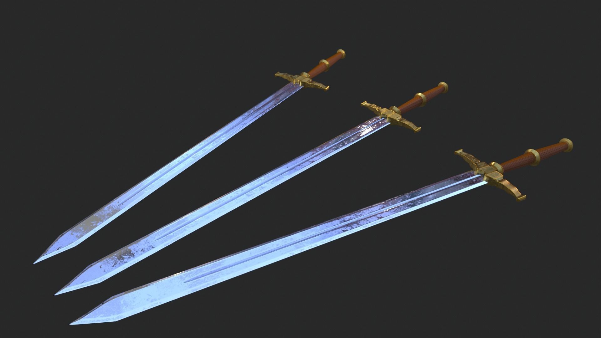 Elegant Sword Game ready 3d model PBR Low-poly Low-poly 3D model_18