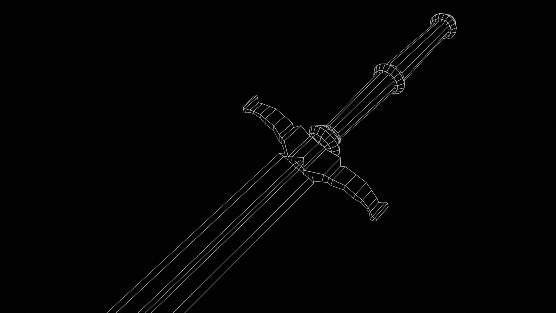 Elegant Sword Game ready 3d model PBR Low-poly Low-poly 3D model_23