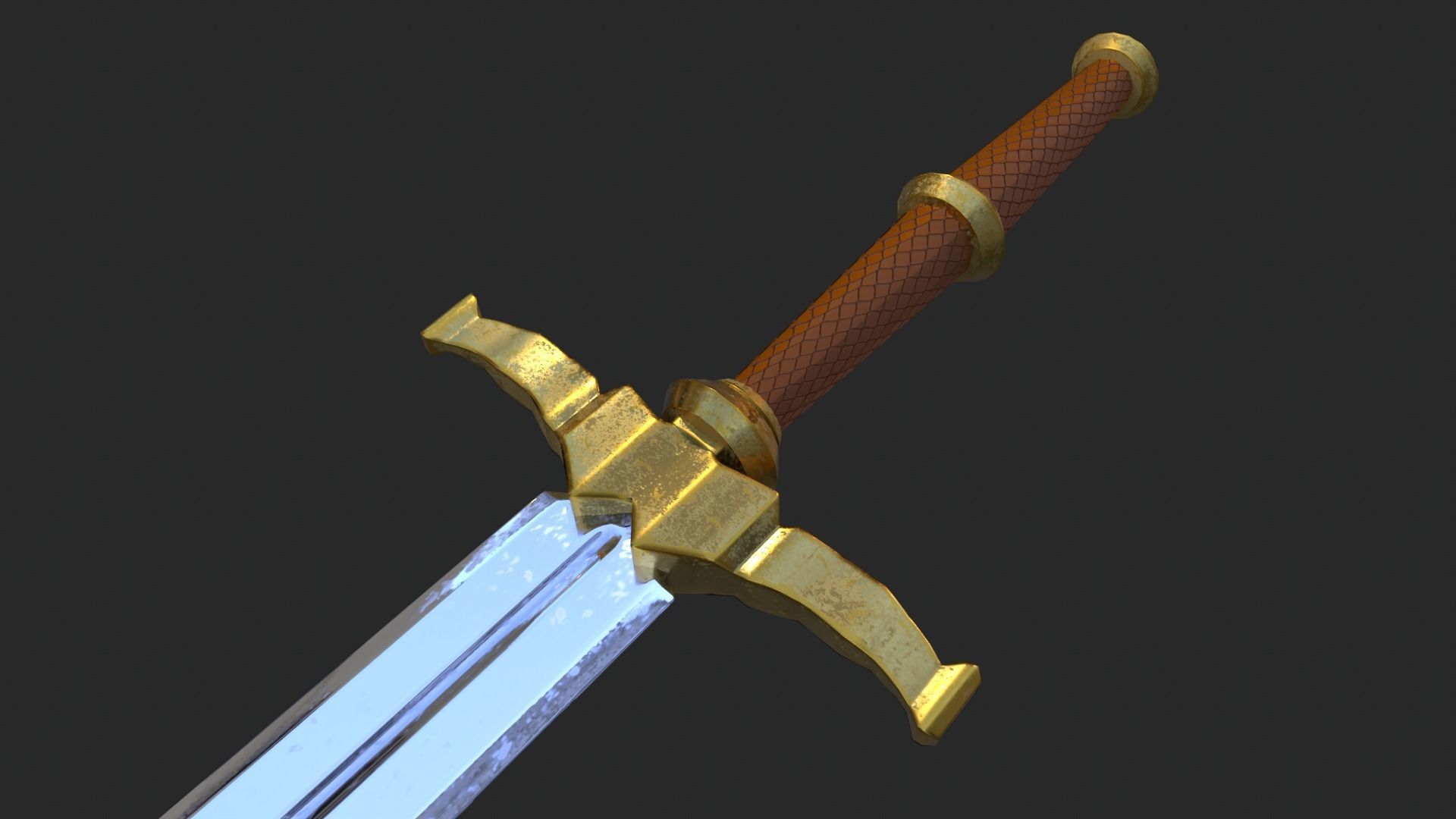 Elegant Sword Game ready 3d model PBR Low-poly Low-poly 3D model_4