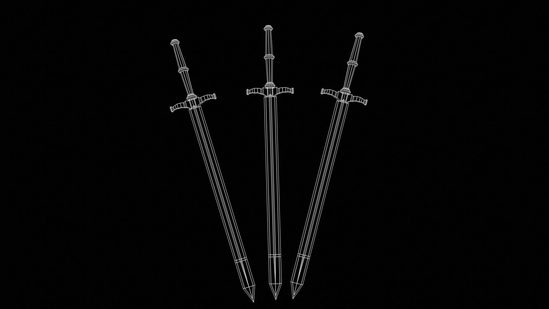 Elegant Sword Game ready 3d model PBR Low-poly Low-poly 3D model_33