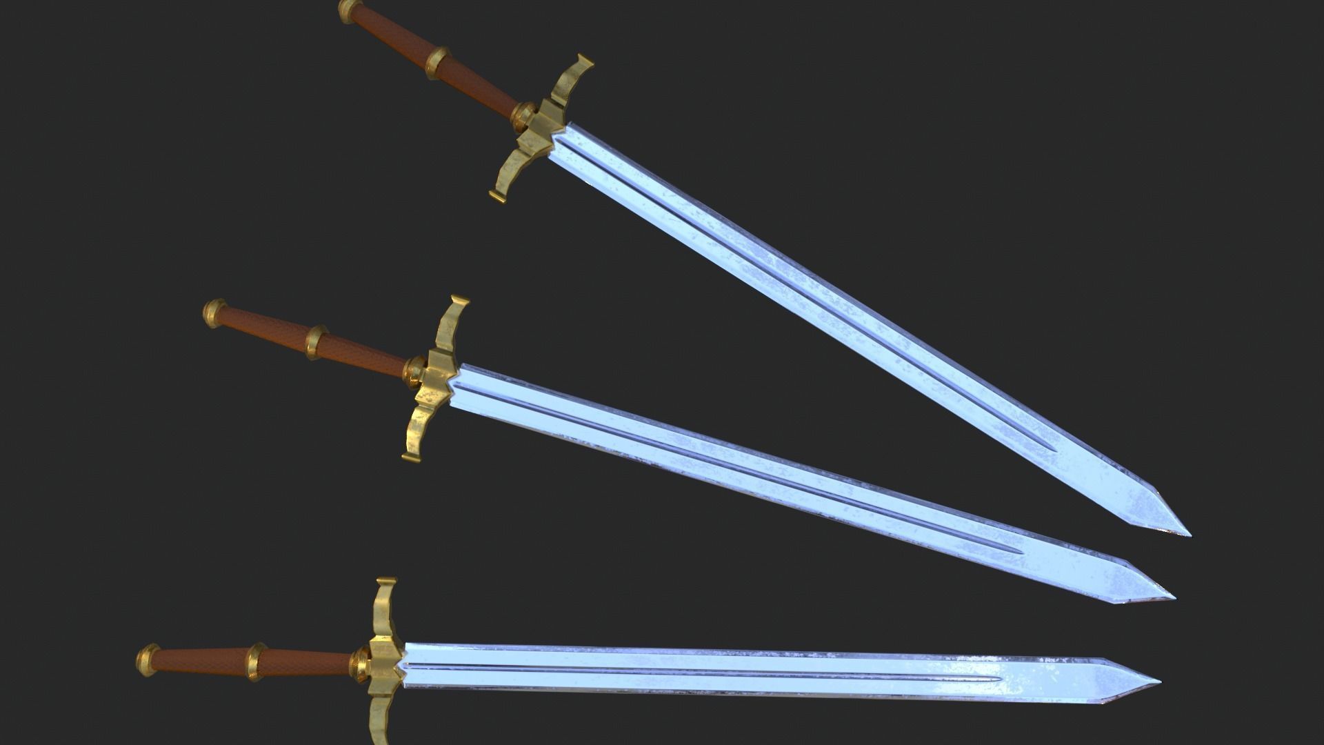 Elegant Sword Game ready 3d model PBR Low-poly Low-poly 3D model_17