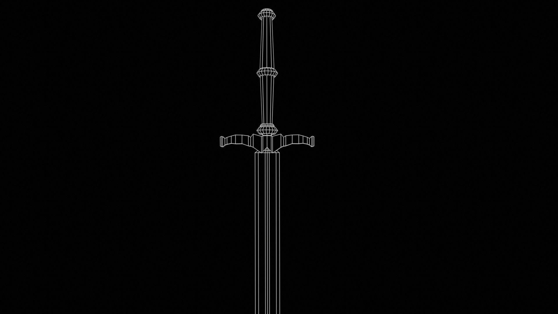 Elegant Sword Game ready 3d model PBR Low-poly Low-poly 3D model_29
