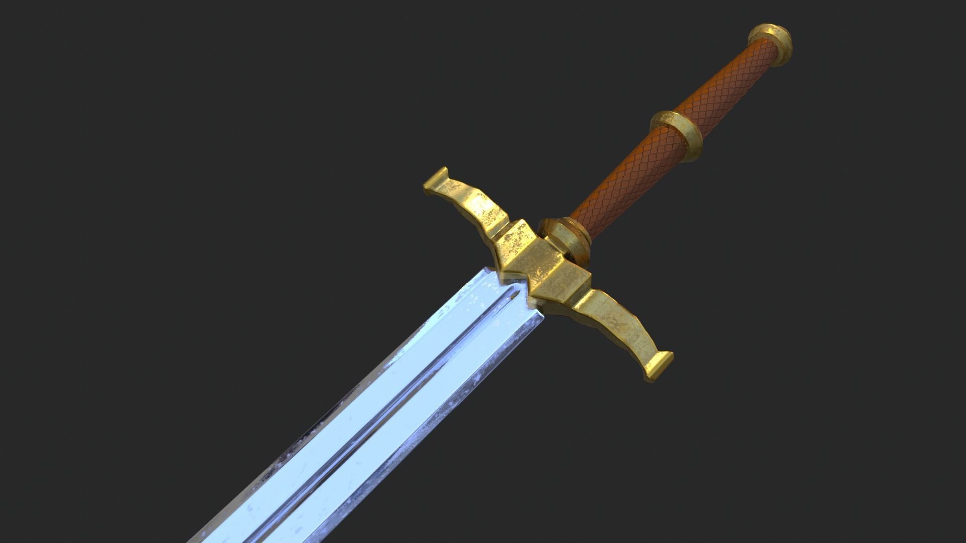 Elegant Sword Game ready 3d model PBR Low-poly Low-poly 3D model_5