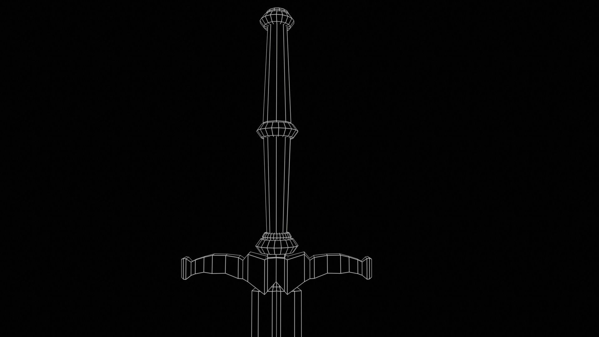 Elegant Sword Game ready 3d model PBR Low-poly Low-poly 3D model_31