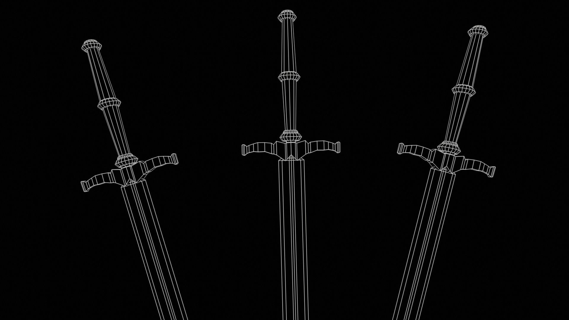 Elegant Sword Game ready 3d model PBR Low-poly Low-poly 3D model_34