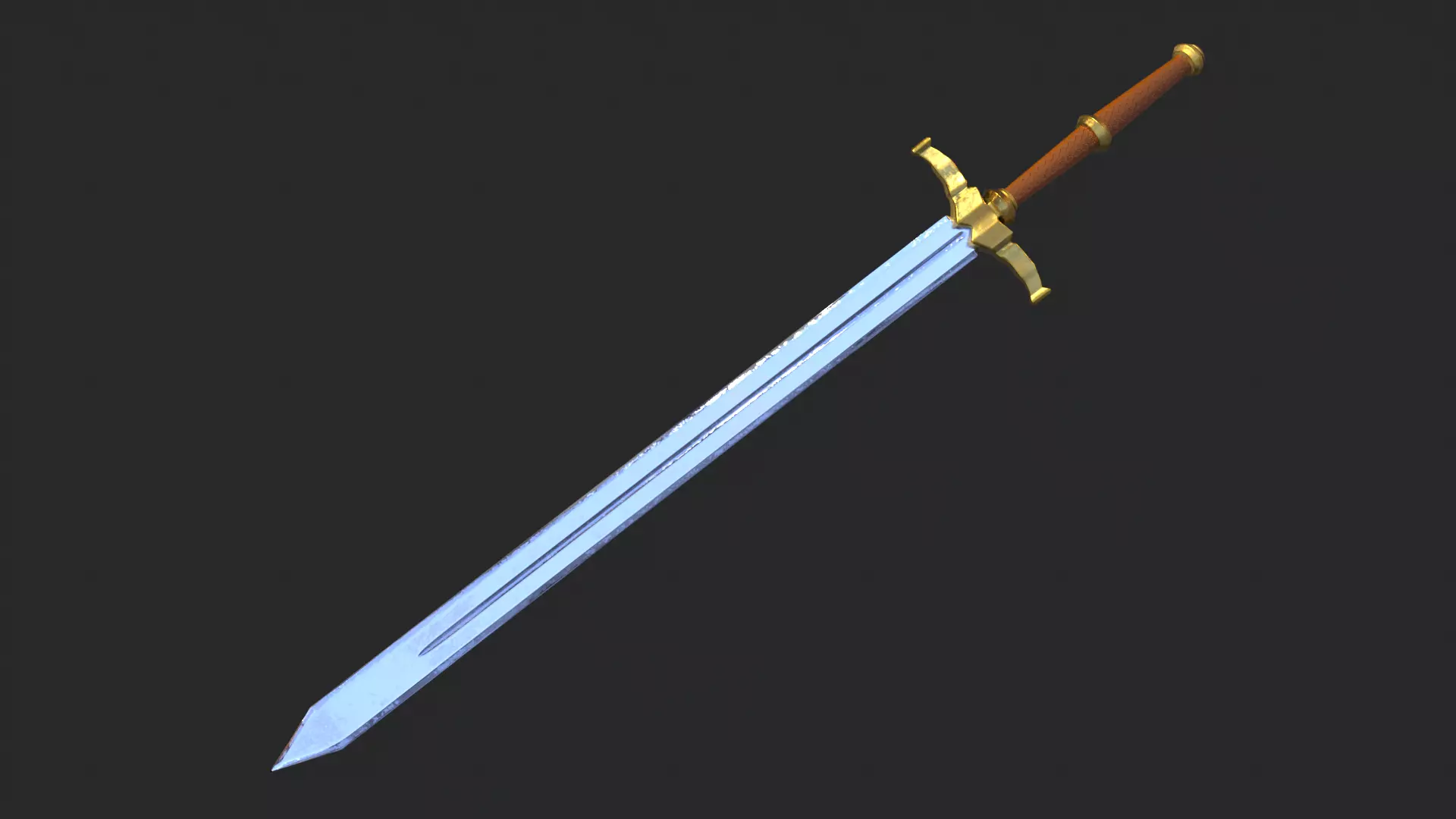 Elegant Sword Game ready 3d model PBR Low-poly Low-poly 3D model_0