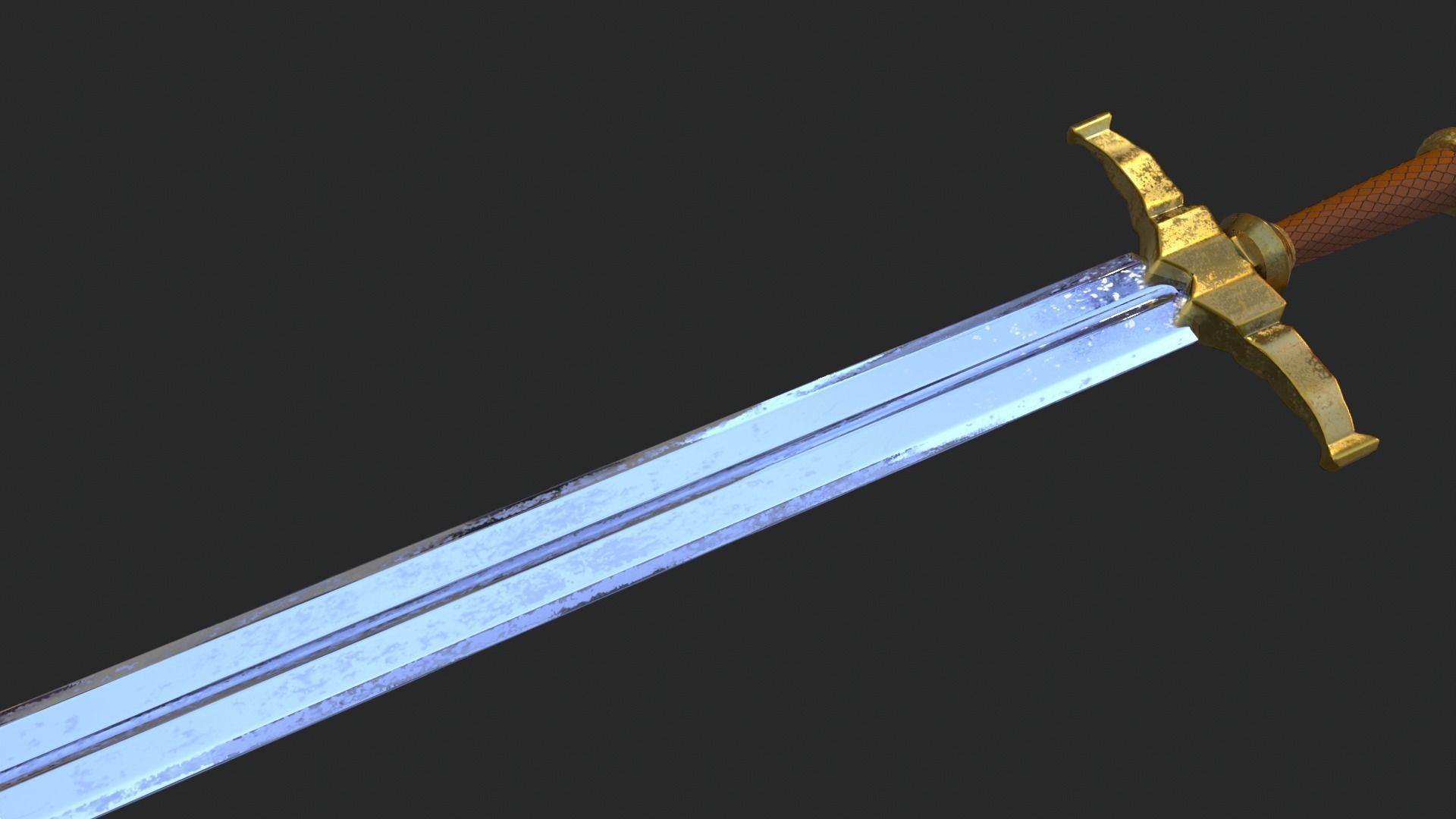 Elegant Sword Game ready 3d model PBR Low-poly Low-poly 3D model_7