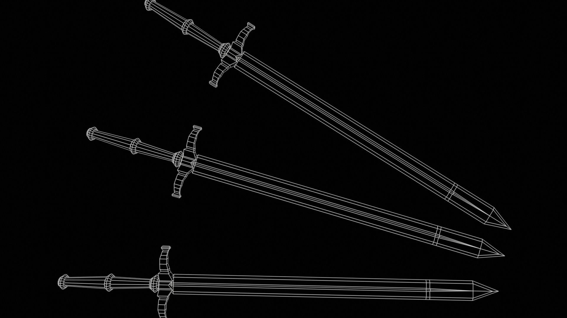 Elegant Sword Game ready 3d model PBR Low-poly Low-poly 3D model_35