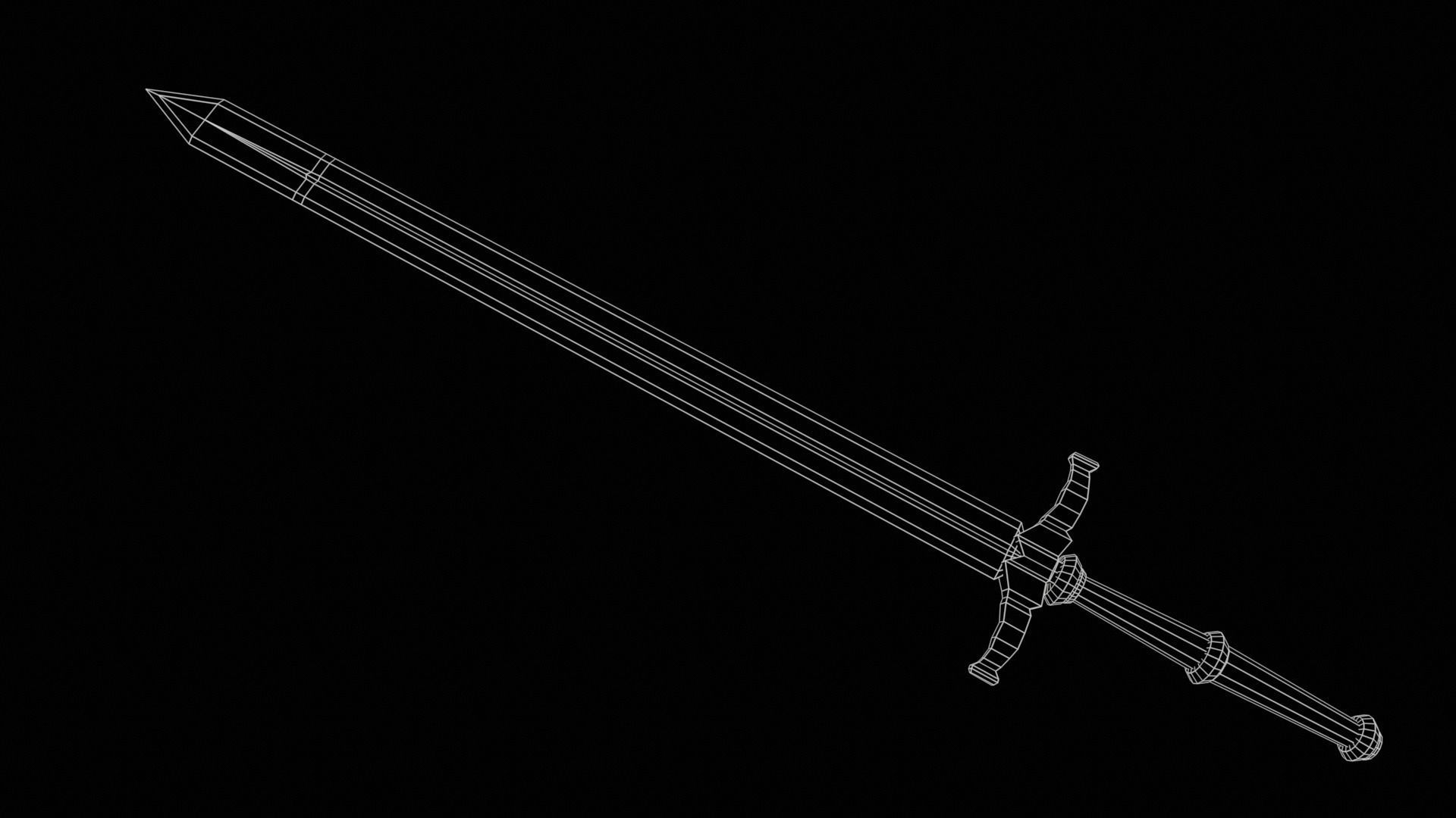 Elegant Sword Game ready 3d model PBR Low-poly Low-poly 3D model_24