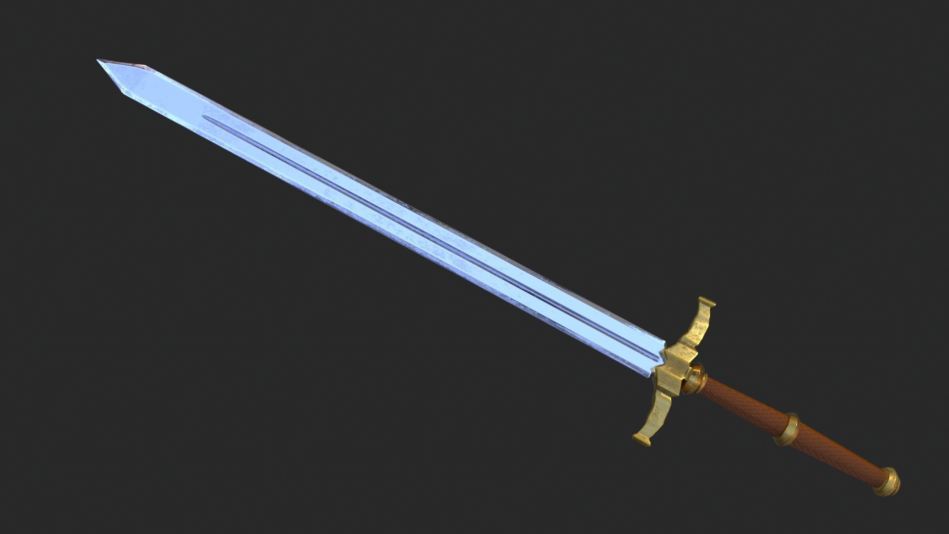 Elegant Sword Game ready 3d model PBR Low-poly Low-poly 3D model_6
