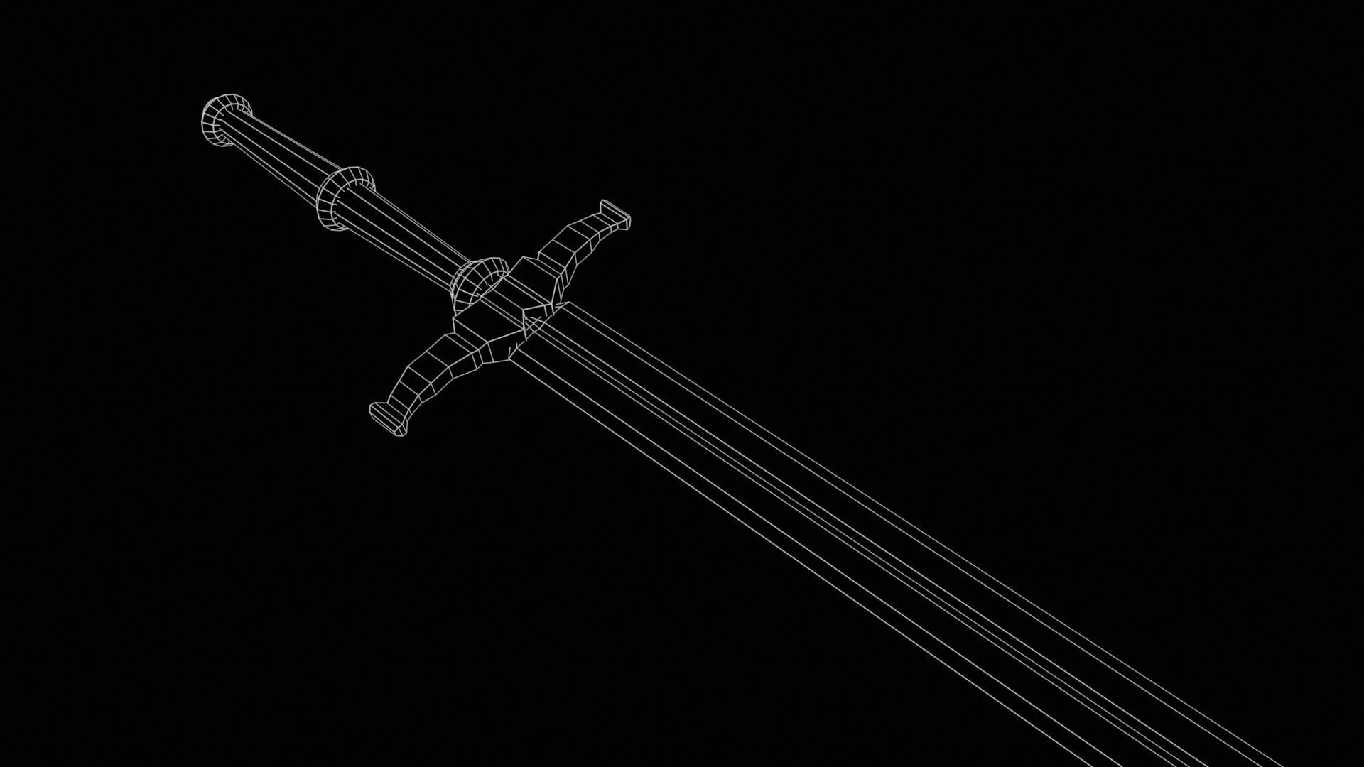 Elegant Sword Game ready 3d model PBR Low-poly Low-poly 3D model_20