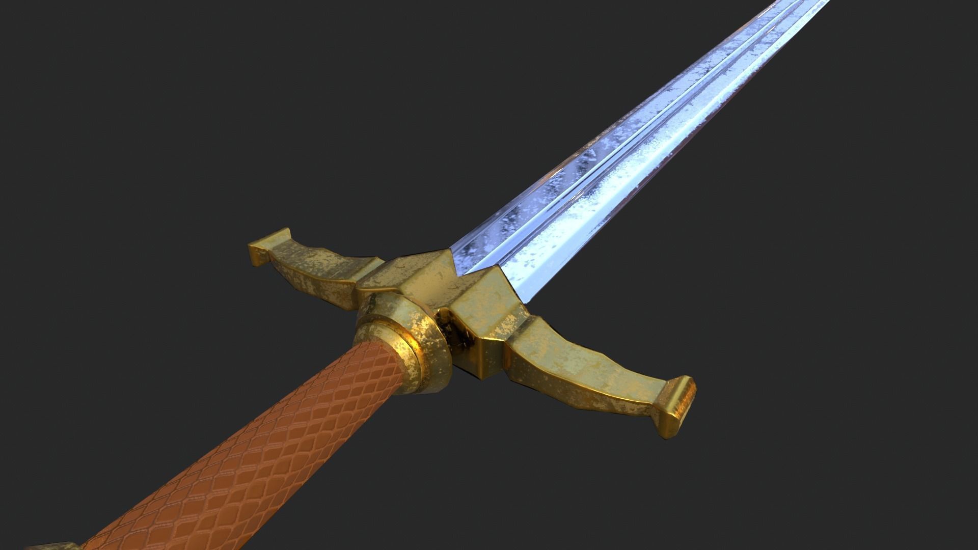 Elegant Sword Game ready 3d model PBR Low-poly Low-poly 3D model_3