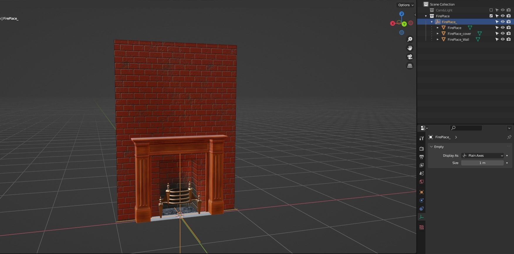 FirePlace Free low-poly 3D model_2