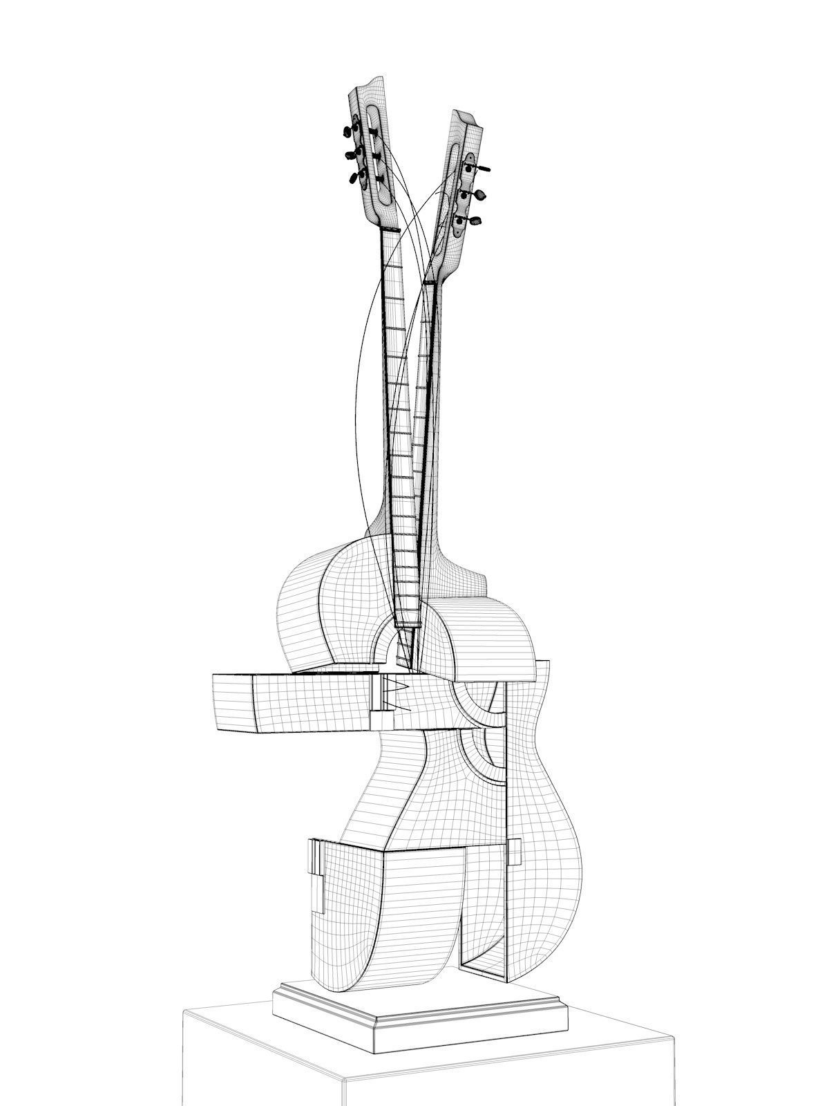 Sculpture of Guitar 3D model_4