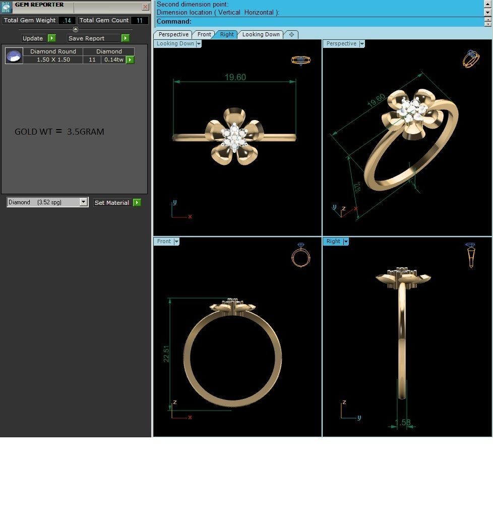 Diamond Ring For Women 3d Print Model 3D print model_2