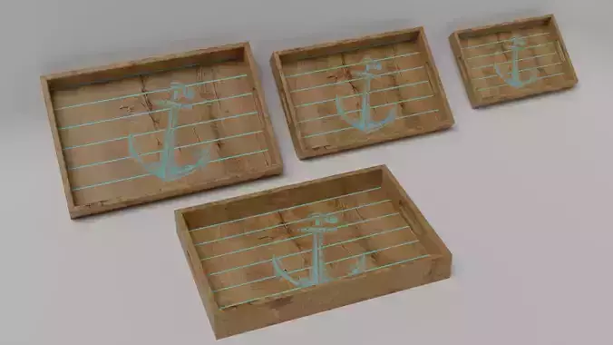 wooden tray with anchor
