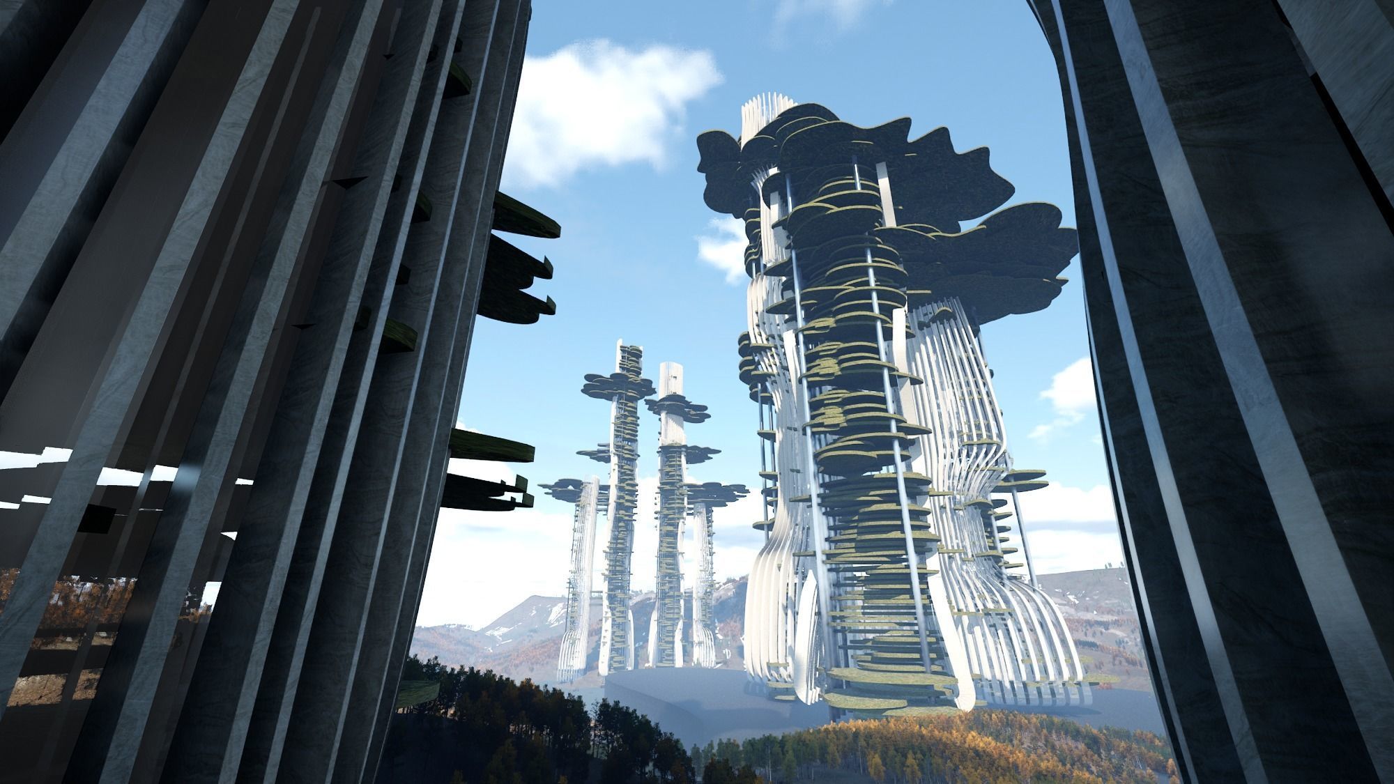 Skyscraper building of the future Low-poly 3D model_4