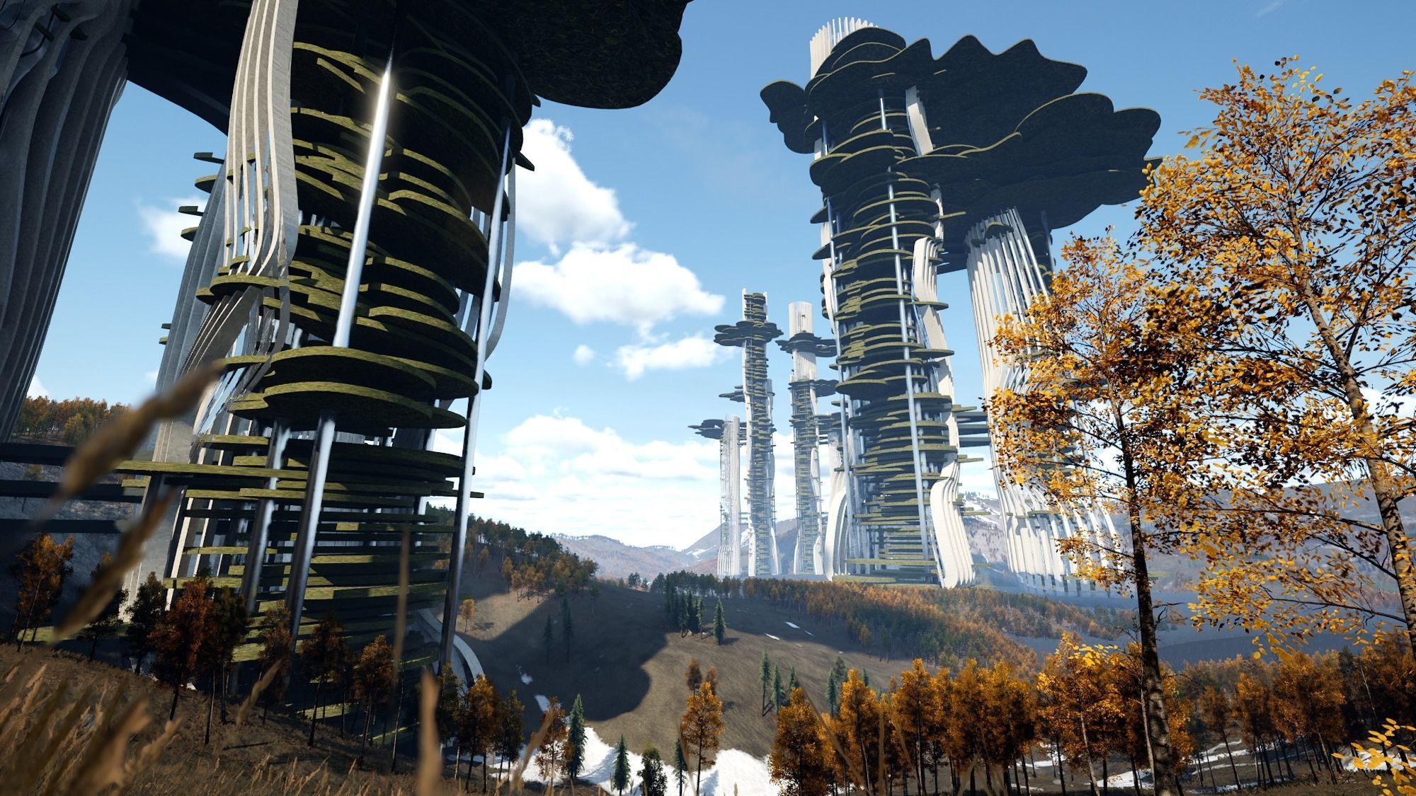 Skyscraper building of the future Low-poly 3D model_3