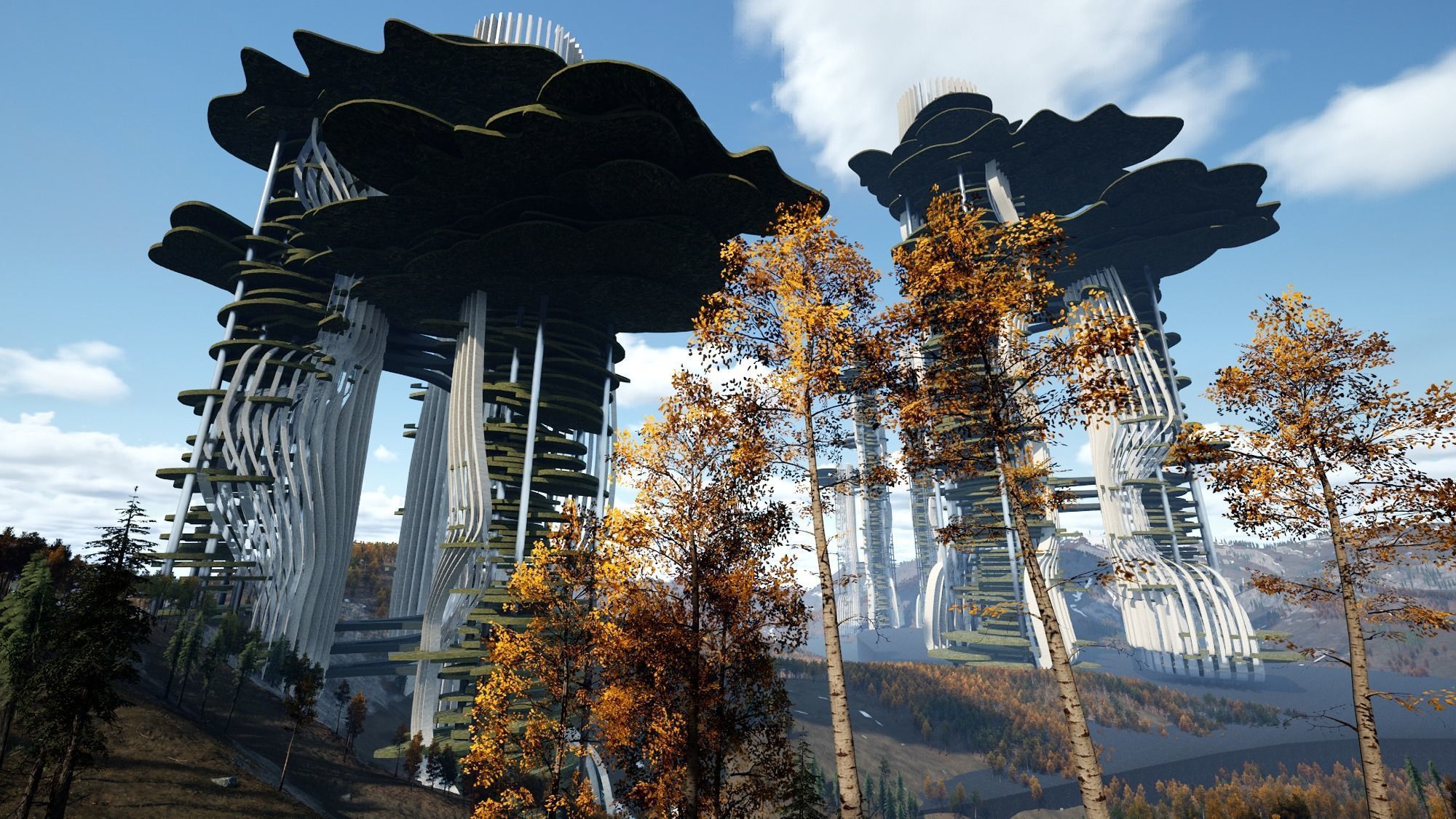 Skyscraper building of the future Low-poly 3D model_2