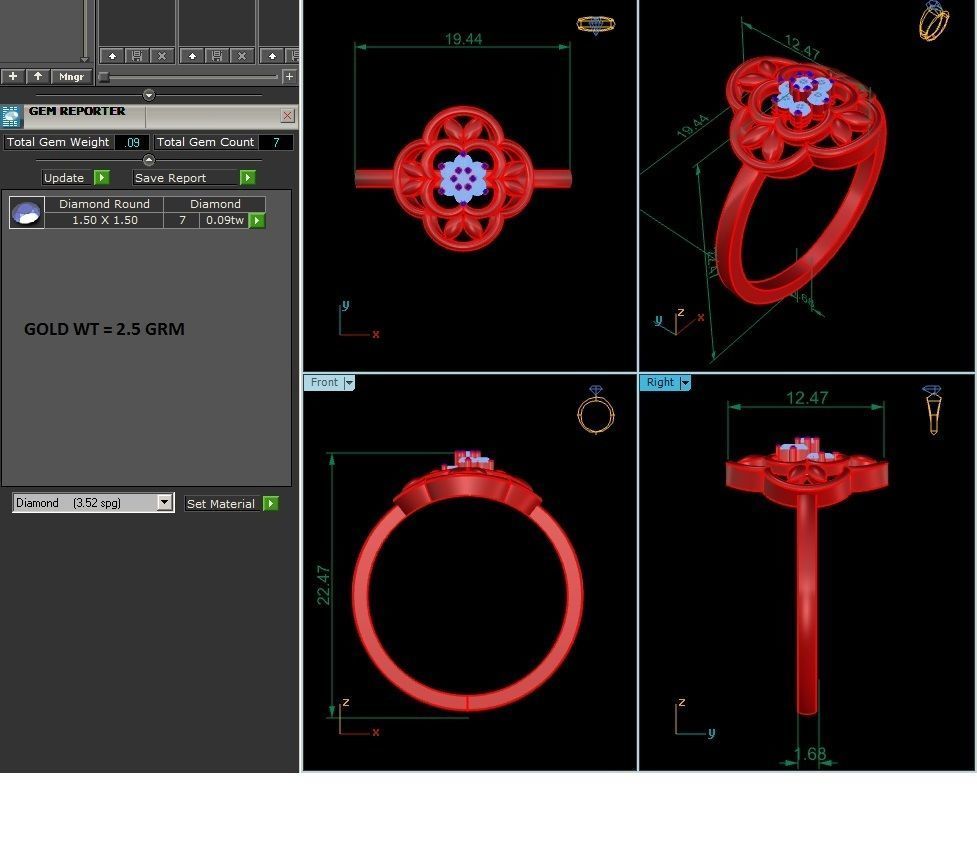 Diamond Ring For Women 3d Print Model 3D print model_3