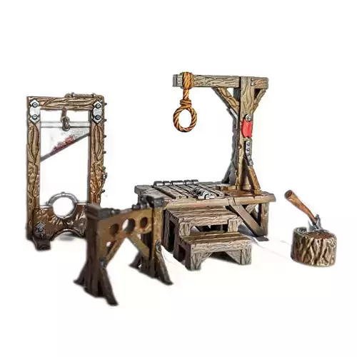 Gallows Stocks And Guillotine Tabletop Terrain Set 3D print model