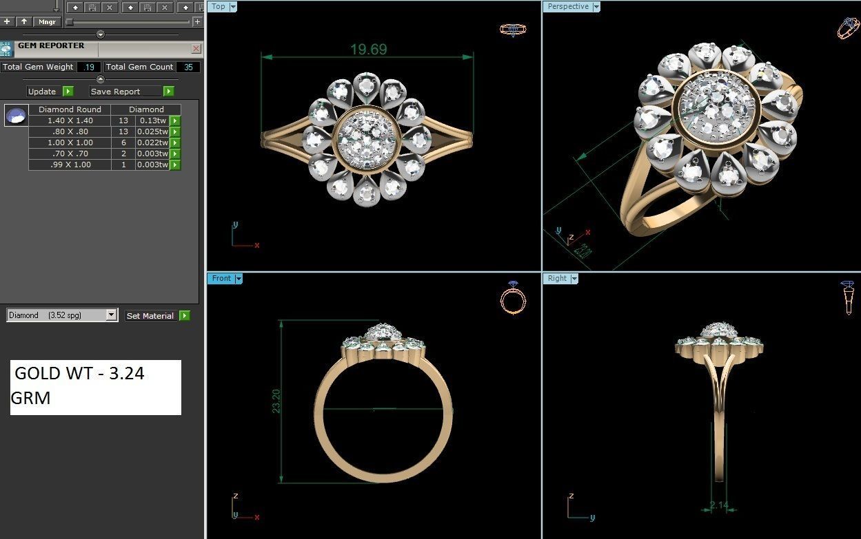 Diamond Ring For Women 3d Print Model 3D print model_3