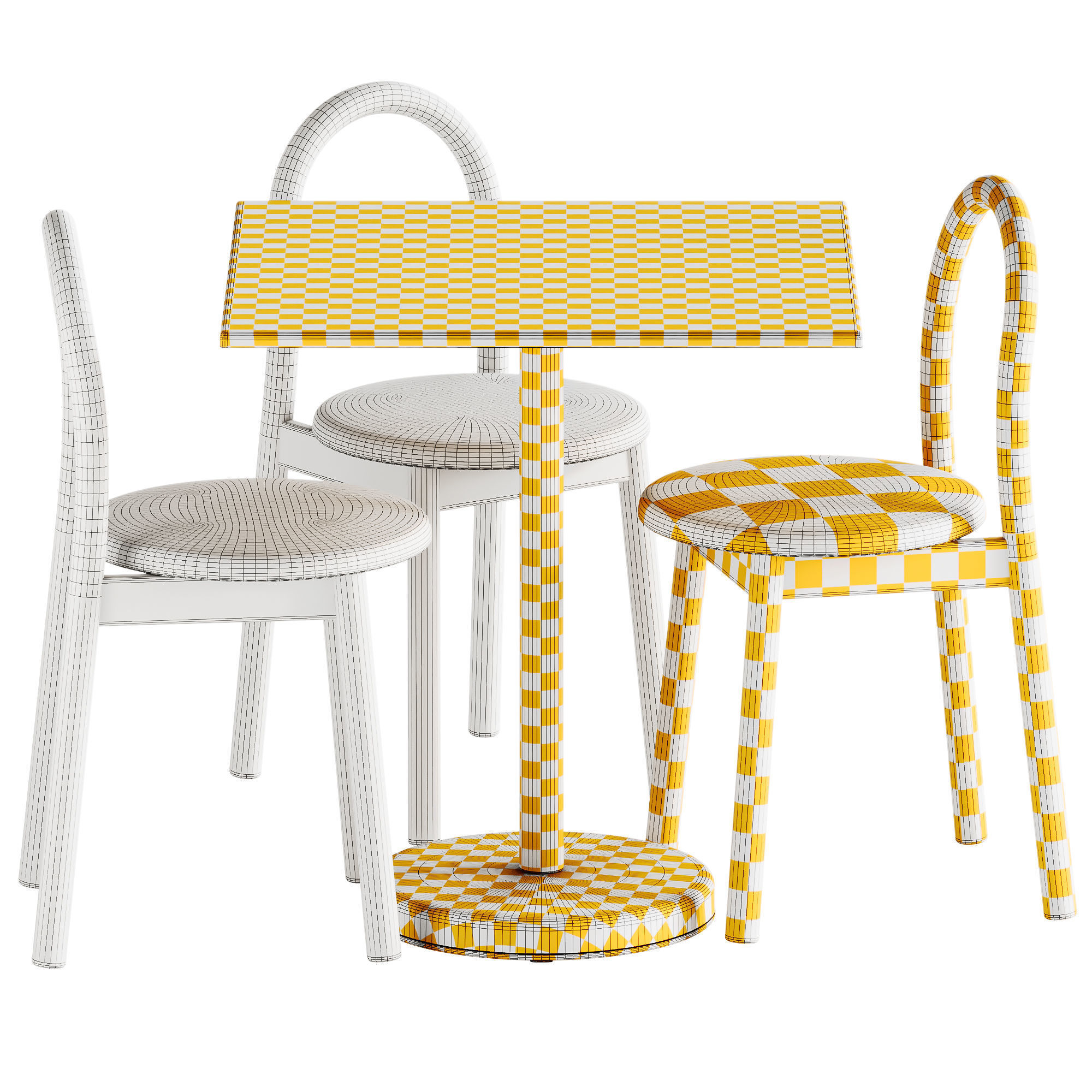 Bobby Upholstered Chair and Linear Steel Cafe Table by Muuto 3D model_6