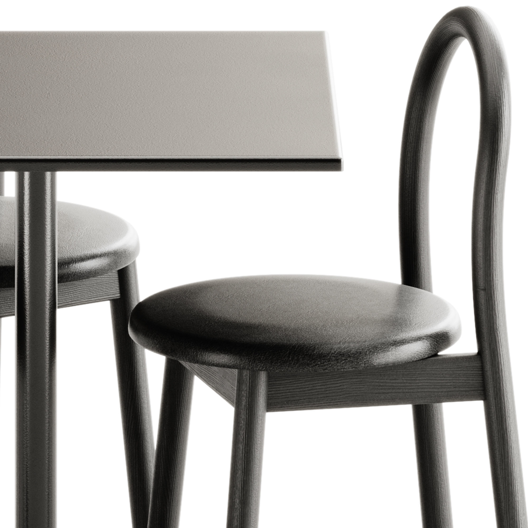Bobby Upholstered Chair and Linear Steel Cafe Table by Muuto 3D model_5