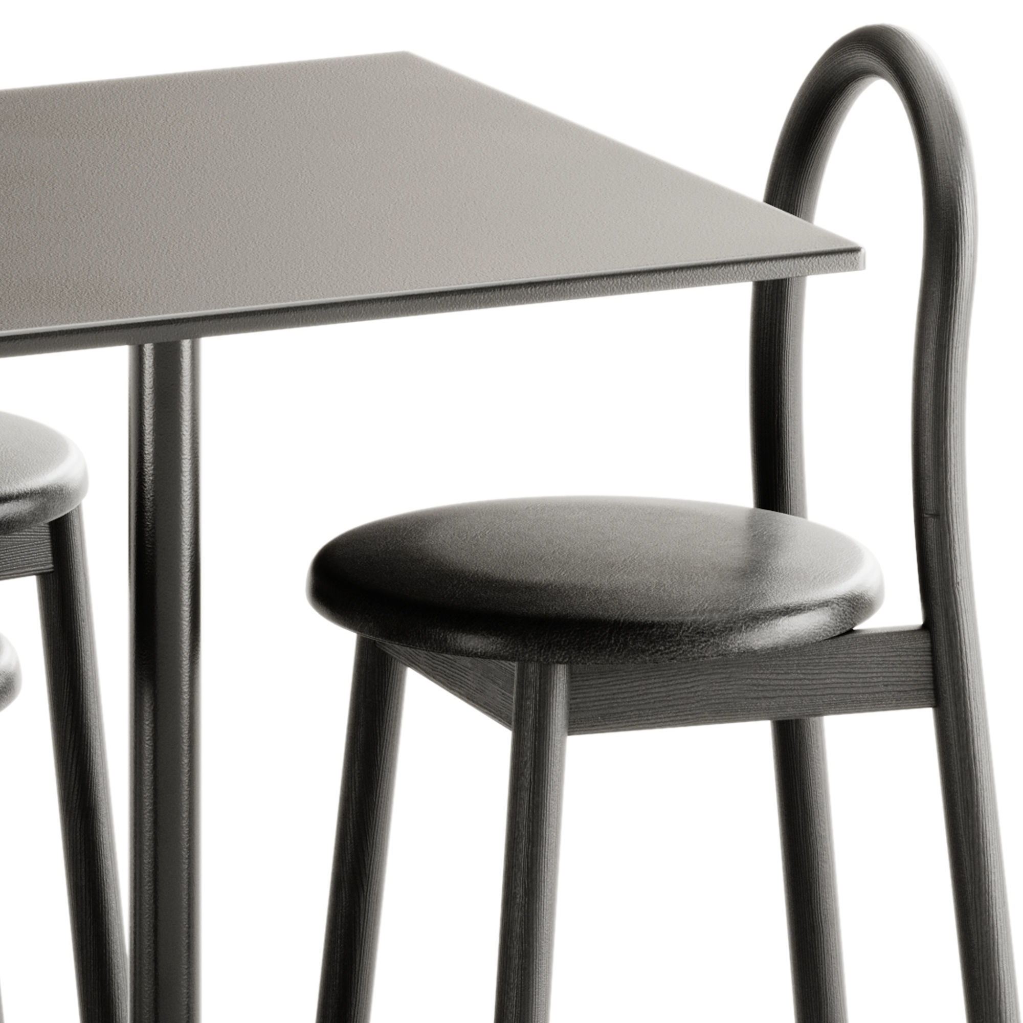 Bobby Upholstered Chair and Linear Steel Cafe Table by Muuto 3D model_4