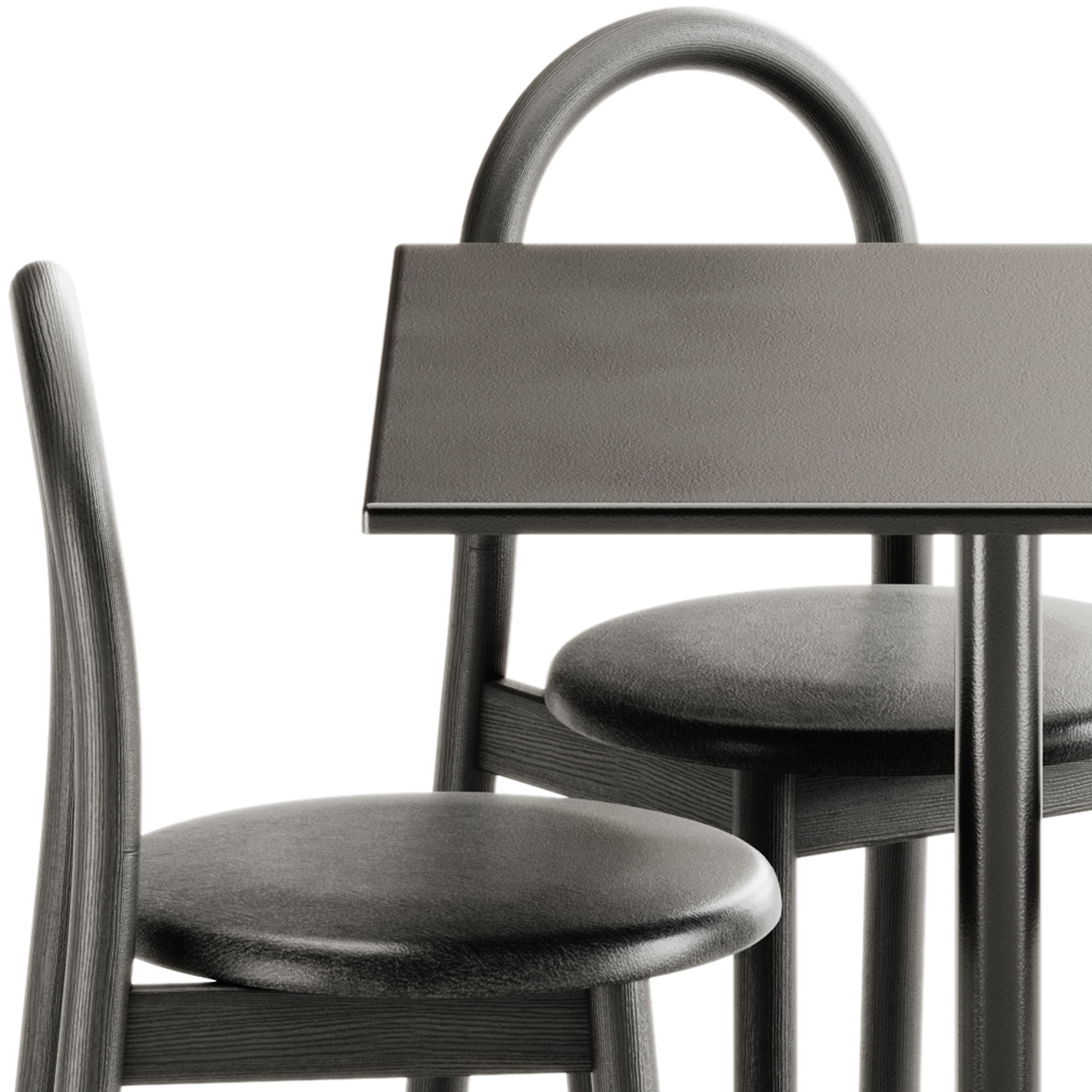 Bobby Upholstered Chair and Linear Steel Cafe Table by Muuto 3D model_3