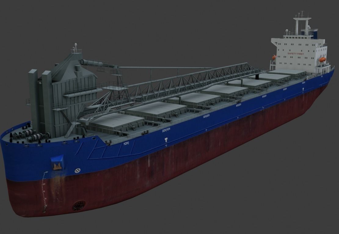 Self-unloading bulk carrier 3D model Low-poly 3D model_4