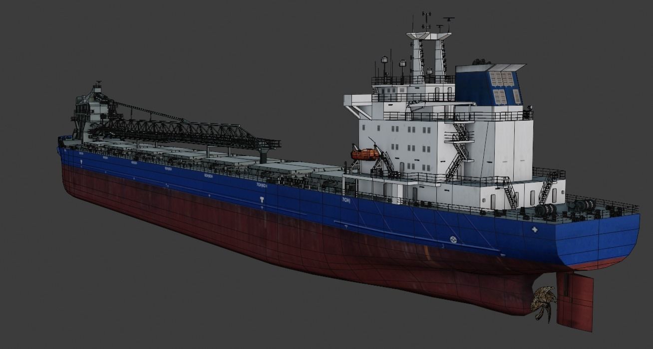Self-unloading bulk carrier 3D model Low-poly 3D model_7