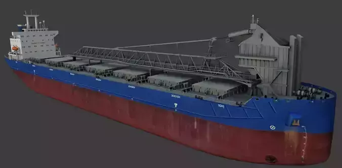 Self-unloading bulk carrier 3D model Low-poly 3D model