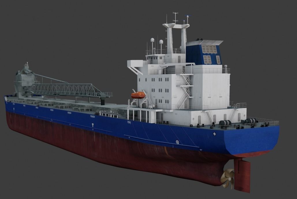 Self-unloading bulk carrier 3D model Low-poly 3D model_2