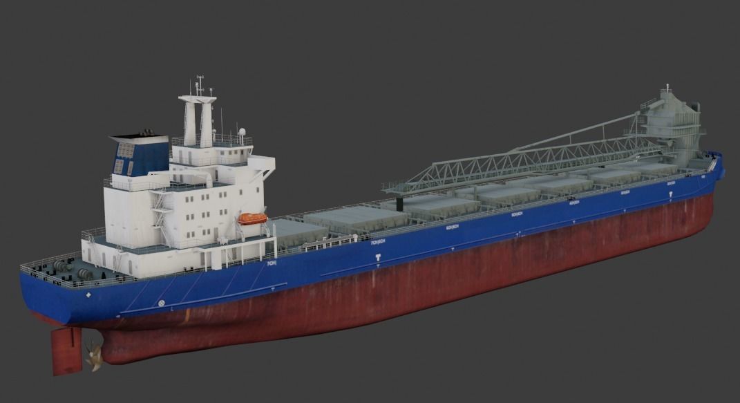 Self-unloading bulk carrier 3D model Low-poly 3D model_6