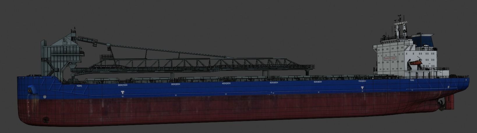 Self-unloading bulk carrier 3D model Low-poly 3D model_8