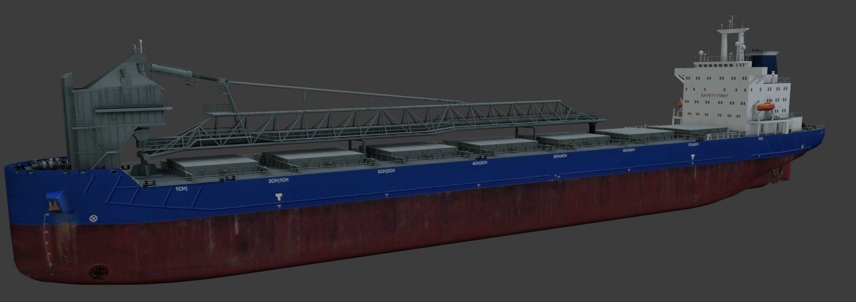 Self-unloading bulk carrier 3D model Low-poly 3D model_3
