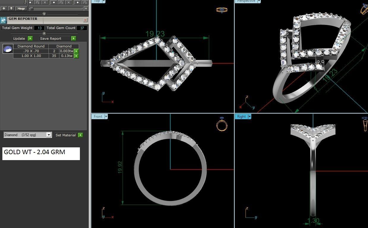 Diamond Ring For Women 3d Print Model 3D print model_3