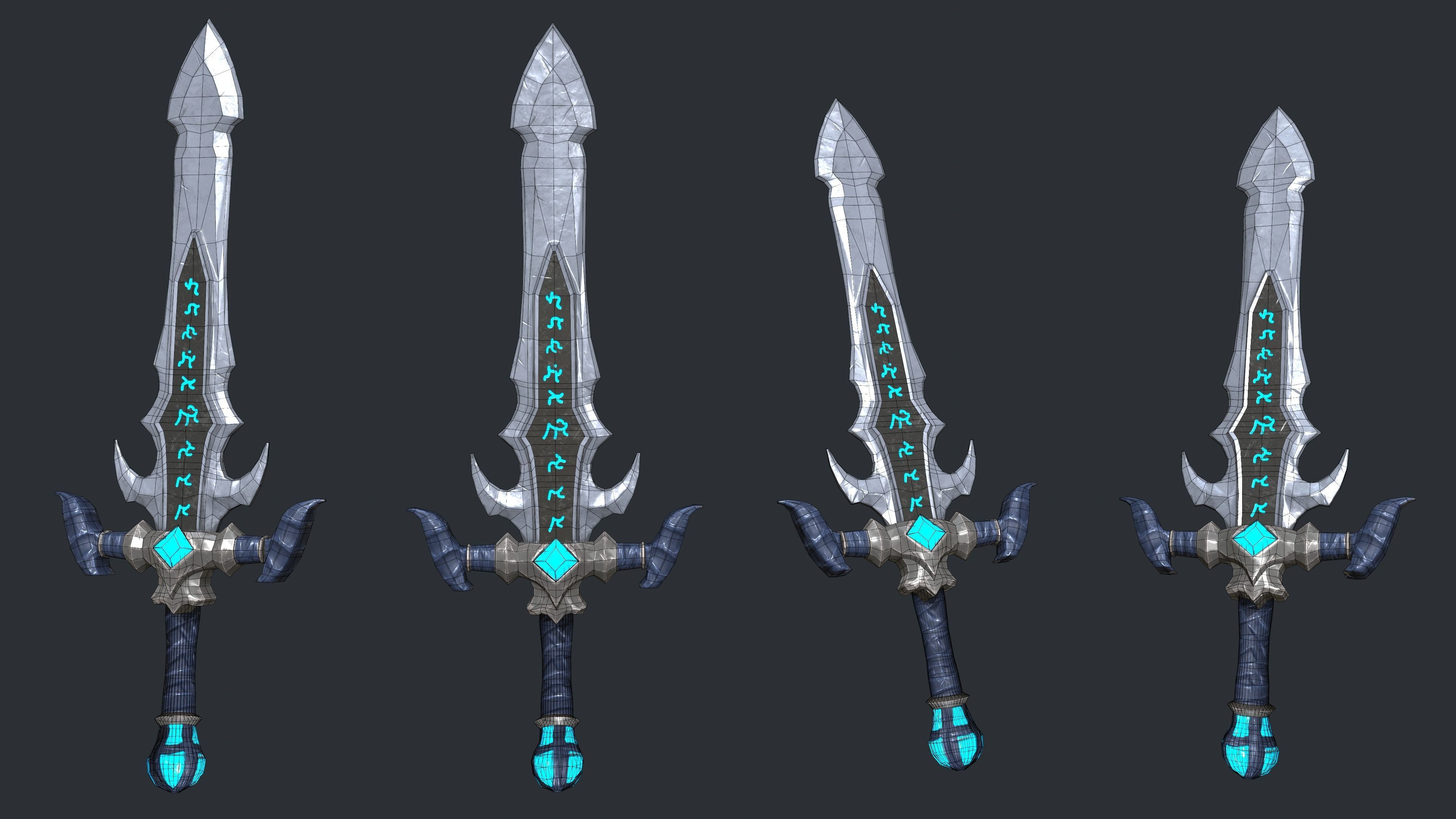 game ready fantastic sword Low-poly 3D model_6