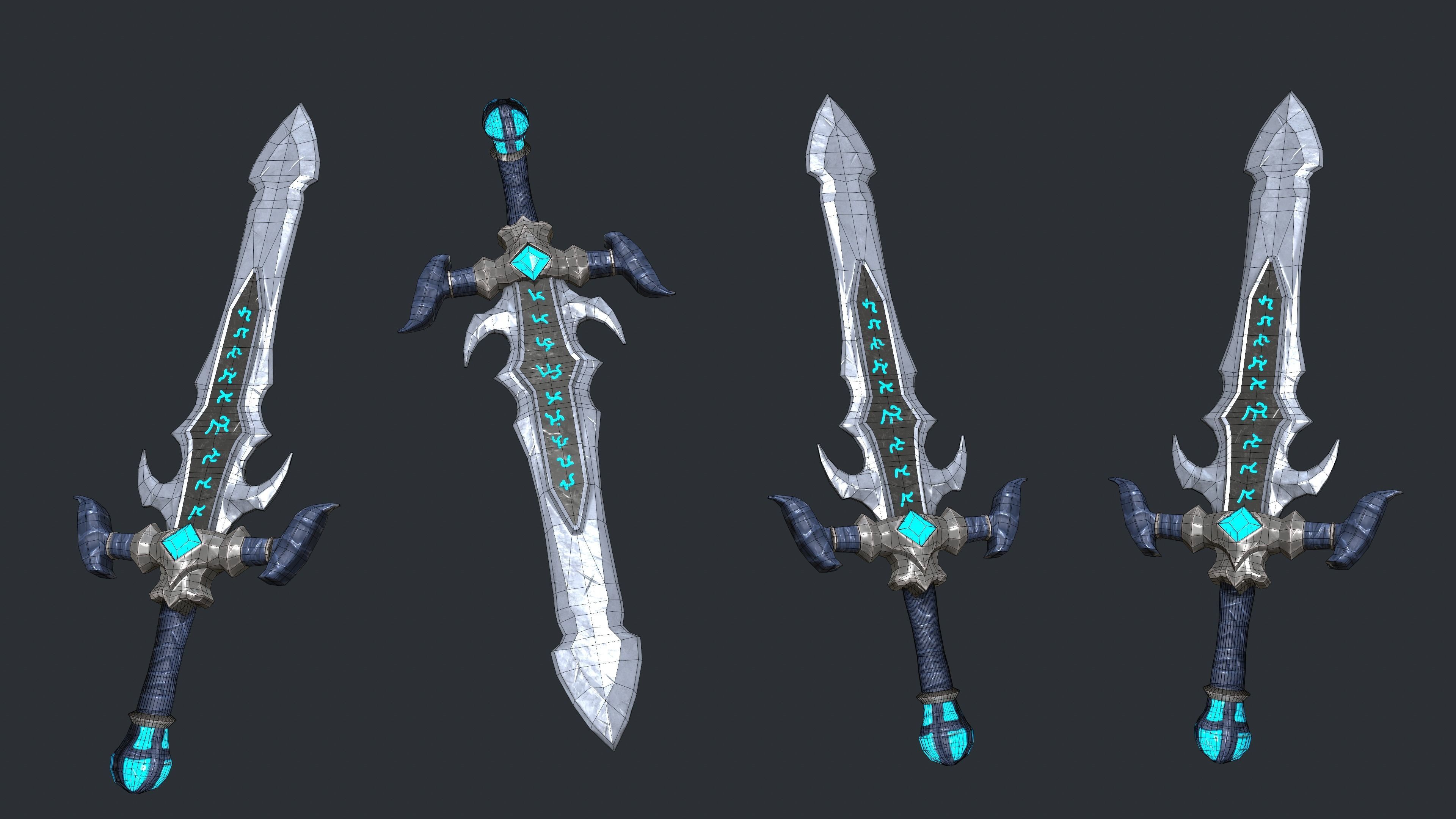 game ready fantastic sword Low-poly 3D model_7