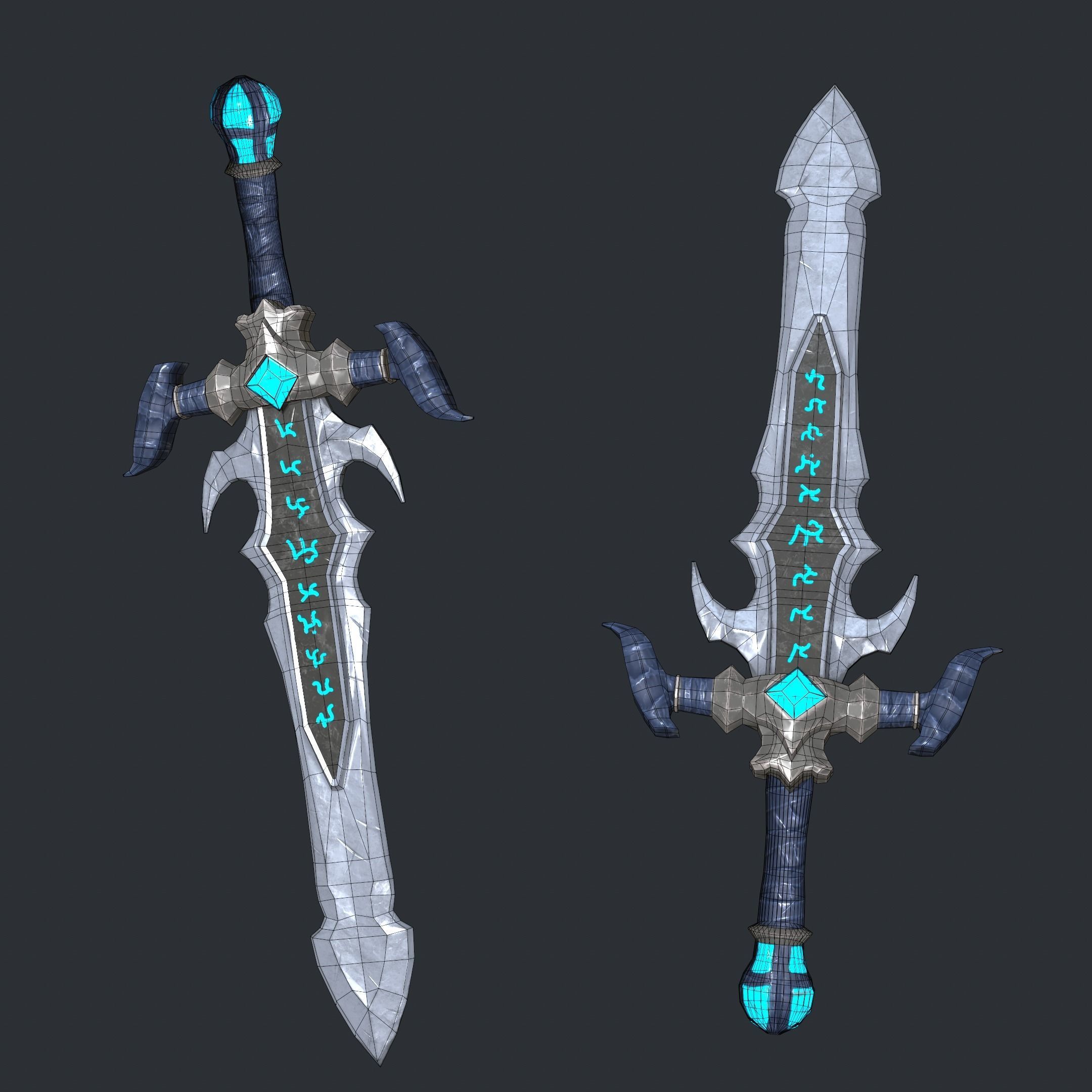 game ready fantastic sword Low-poly 3D model_9