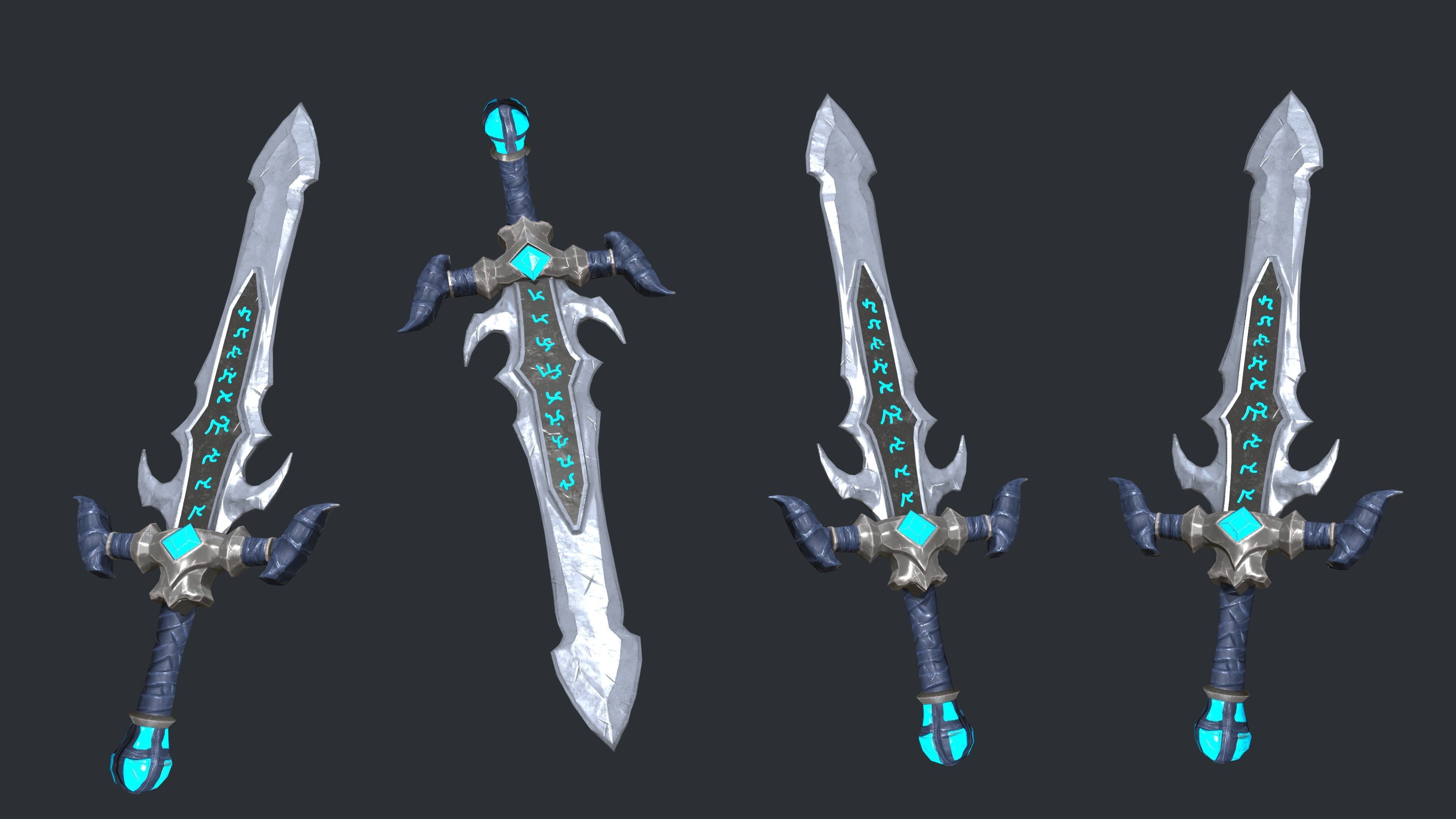 game ready fantastic sword Low-poly 3D model_3