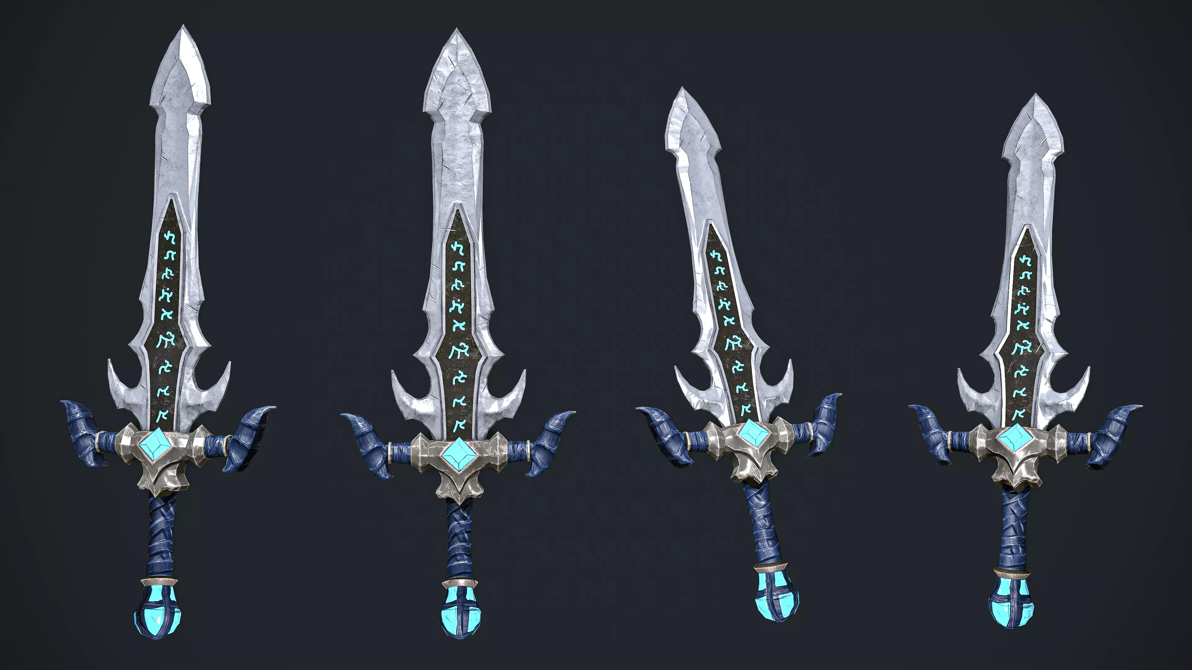 game ready fantastic sword Low-poly 3D model_0