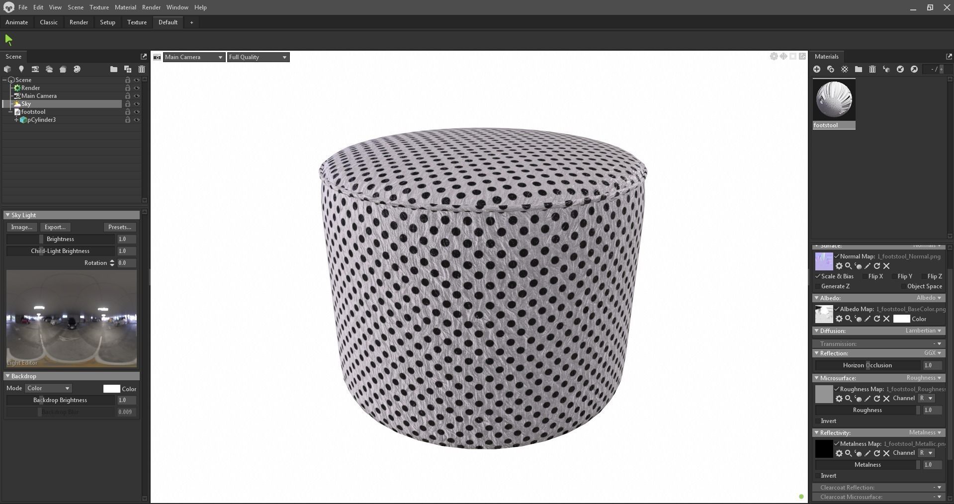 ottoman - round stool - footstool - pouf - pouffe Low-poly 3D model_15