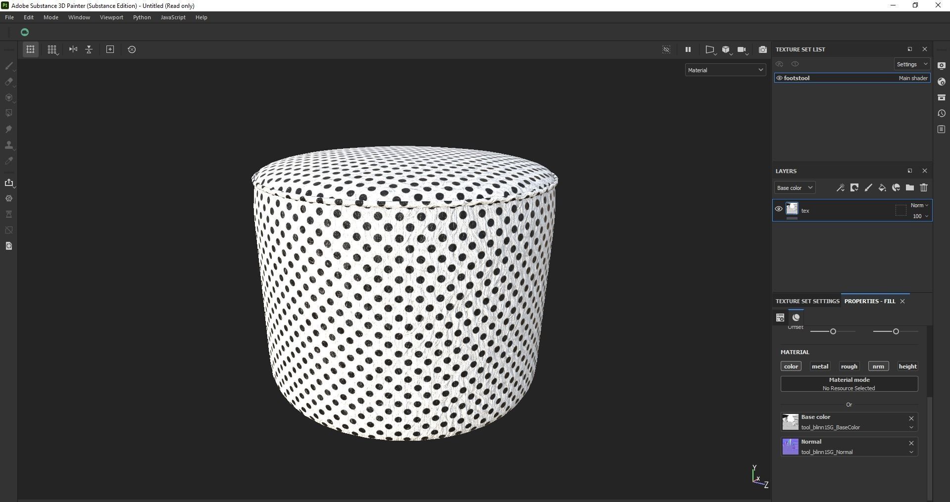 ottoman - round stool - footstool - pouf - pouffe Low-poly 3D model_19