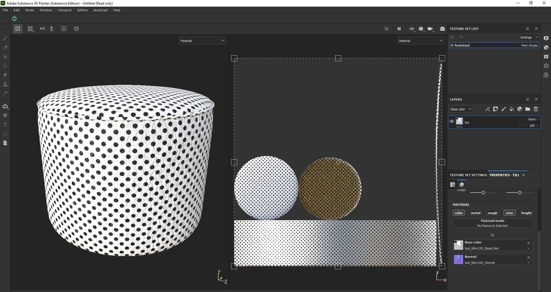 ottoman - round stool - footstool - pouf - pouffe Low-poly 3D model_22