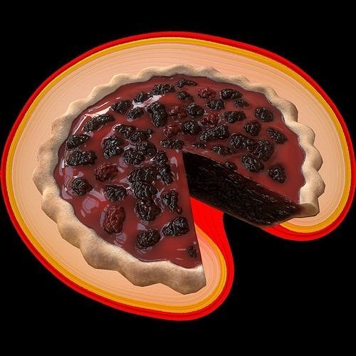 BlackGrassberryPieChart Low-poly 3D model